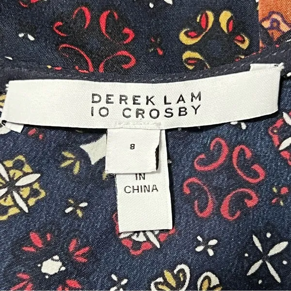 Derek Lam 10 Womens Silk Dress Sz 8 Medallion Print Asymmetric Hem Career Boho - Image 8