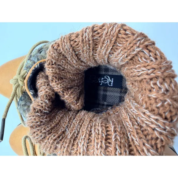 Refresh Wynne-01 Combat Boots Faux Fur Knit Cuff Lace Up Women's 8.5 Tan Winter - Image 9