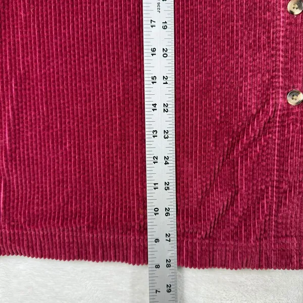 LL Bean Womens XL Maroon Flannel Lined Corduroy Button Front Shirt 273275 - Image 4