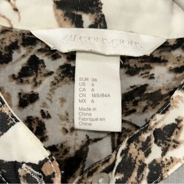 H&M Sheer Brown & Cream Tunic Top(Size 6) - Image 4