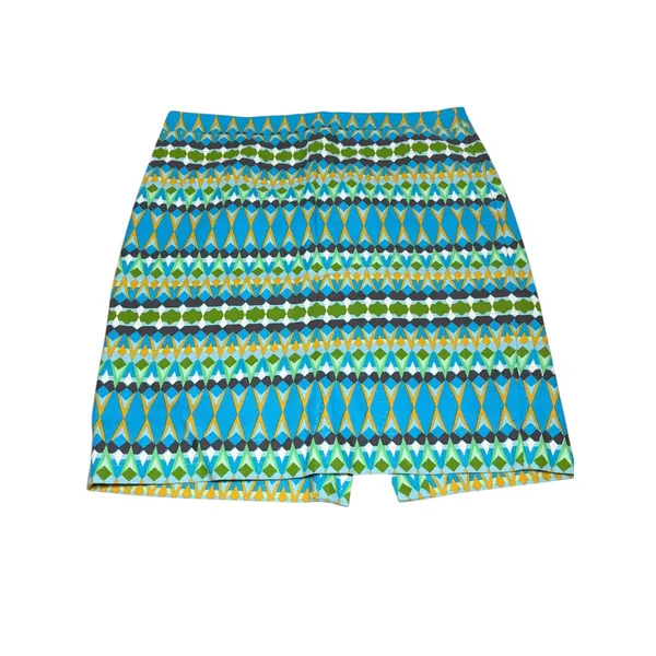 J. Crew The Pencil Skirt 12 100% Cotton‎ Lined Blue Geometric Basketweave B8203 - Image 2