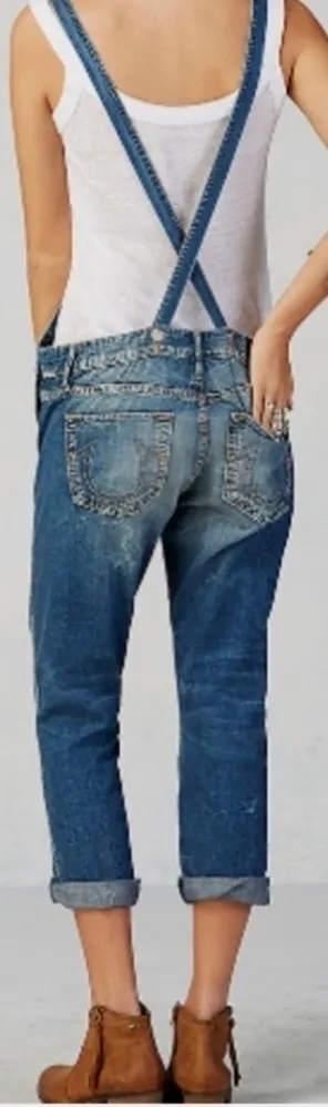 AUTHENTIC True Religion iconic horseshoe BF Slim Dark Wash Fashionable overalls - Image 6