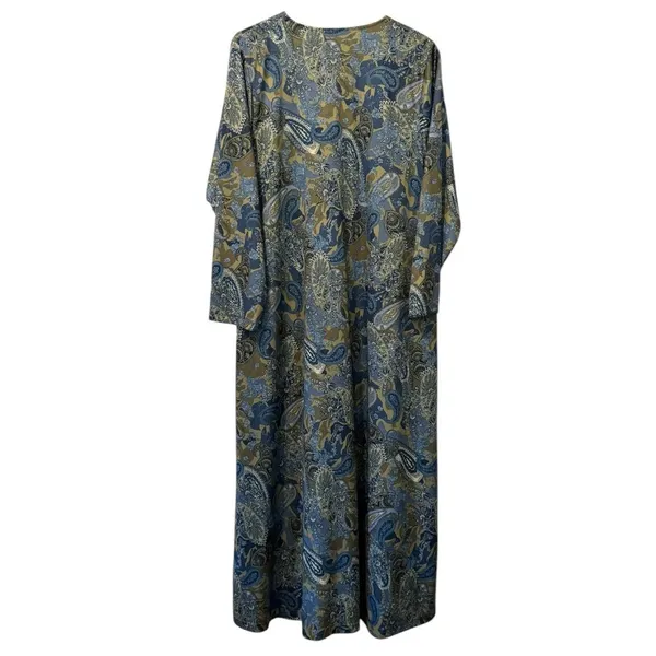 Collection ETC Womens House‎ Dress Paisley Long Sleeve Medium Polyester 1/2 Zip - Image 2