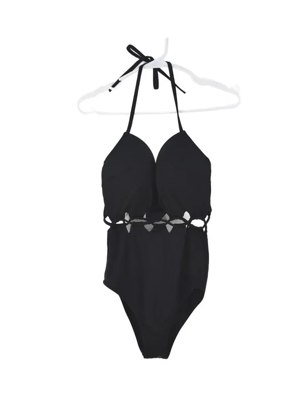 Shade & Shore Black Halter Cut-Out One Piece Wire Swimsuit Size 34DD - Image 3