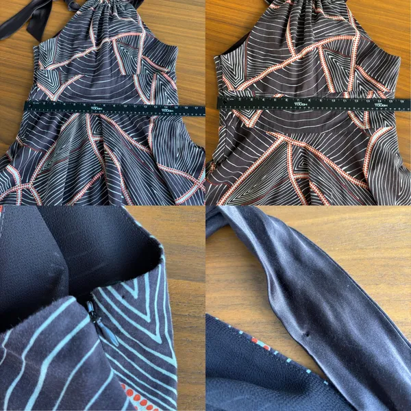 90s Vintage Steve Madden Halter Dress Size 10 Cotton Silk Boho Chic Retro Preppy - Image 5