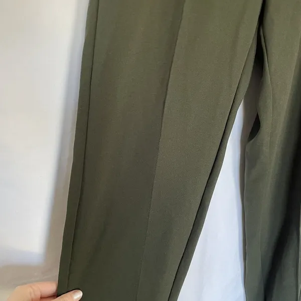 LOFT wide leg business casual‎ pants olive green pockets women's size small - Image 5