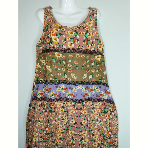Sheilay Ditsy Floral Multicolor sleeveless Shift‎ Maxi Bohemian Dress LARGE NWT - Image 2