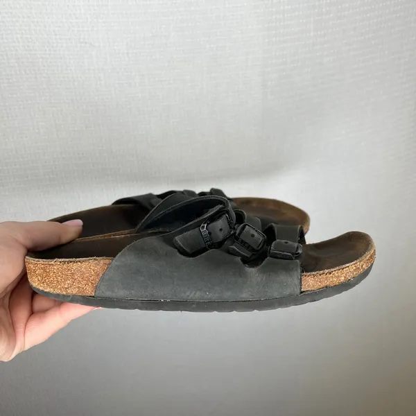 Birkenstock Florida Fresh Black Nubuck Leather Triple Strap Sandals EU‎ 38 US 7 - Image 4