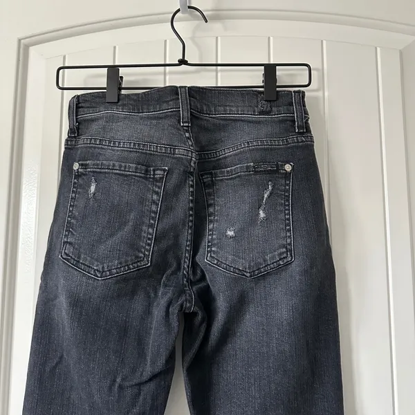 7 For All Mankind Josefina High Waist‎ Distressed Jeans Black Wash Size 25 - Image 5
