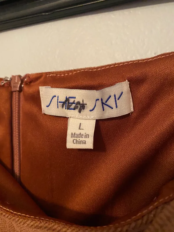 She & Sky Brown Faux Suede Wrap Gored Skirt With Side Tie - Image 5