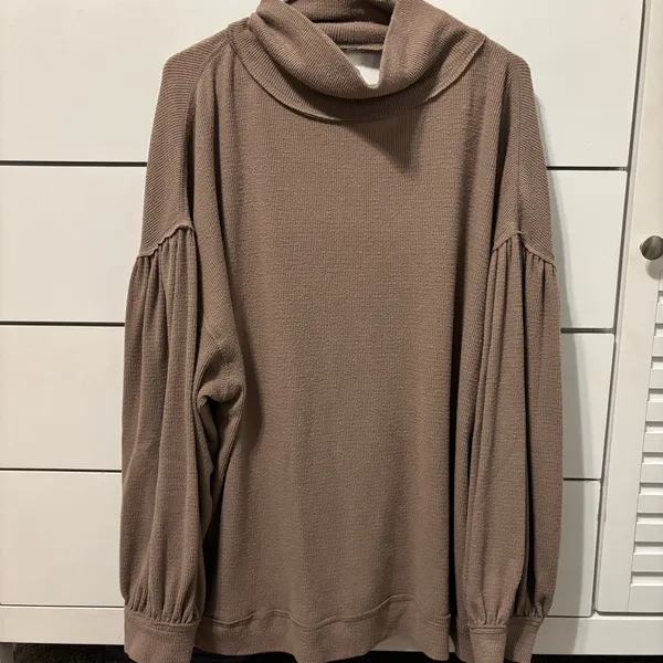 Free People Winnie Top Mock Neck Cutout Back Brown - Image 2