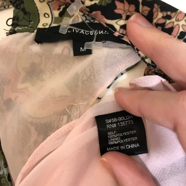 Olivaceous Olive Green Pink Batik Quatrefoil Print Shift Dress Choker Neck MED - Image 4