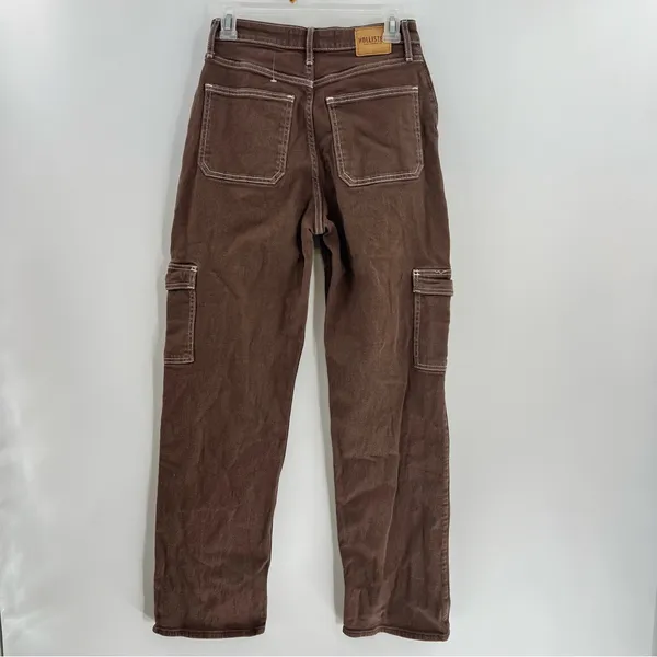 Hollister Ultra High Rise Dad Cargo Jeans Womens 26x31 Brown Y2K Utility - Image 5