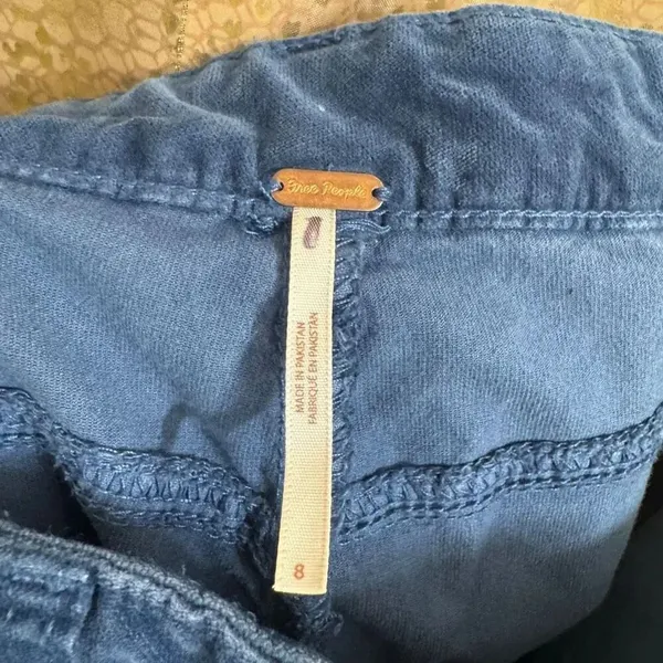 Free People High Time Velvet Kick Flare Crop Blue Pants Size 8 - Image 3