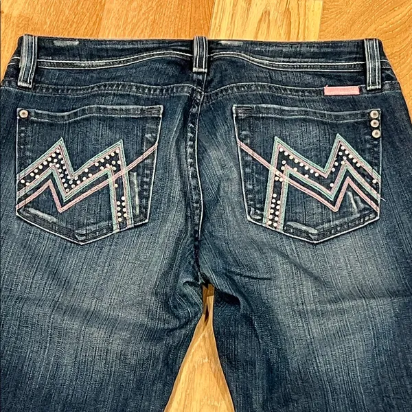 Miss Me Dark Blue cuffed Jeans‎ with Embellished Pockets est 31 - Image 3