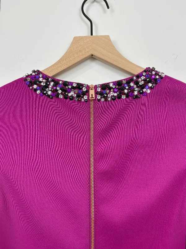 🌟Ted Baker🌟 Elenna Rhinestone Collar Sleeveless Sheath Knit Dress Pink Sz 1 S - Image 8