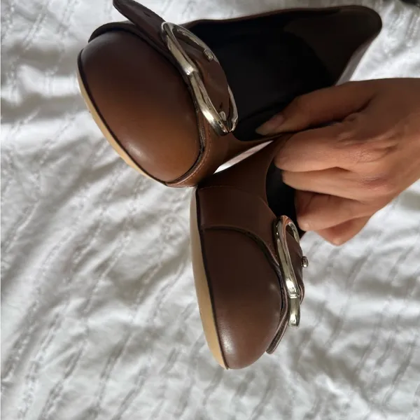 Gucci | Brown Leather Heeled Pumps with GG Buckle 38 - Image 7