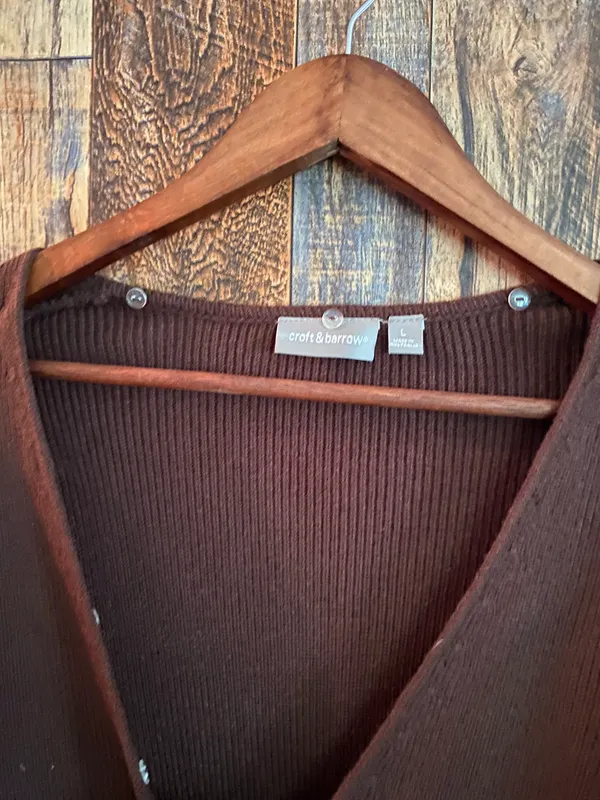 Croft & Barrow NWT women's brown cardigan size Large body 100% acrylic - Image 3