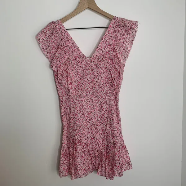 LoveShackFancy LSF Jessie Silk-Blend Mini Floral Feminine Pink Dress Small - Image 4