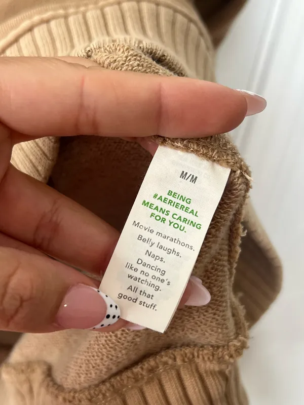 Aerie Camel Quarter Zip Pullover Sweatshirt Cozy Lounge Minimalist Athleisure M - Image 10