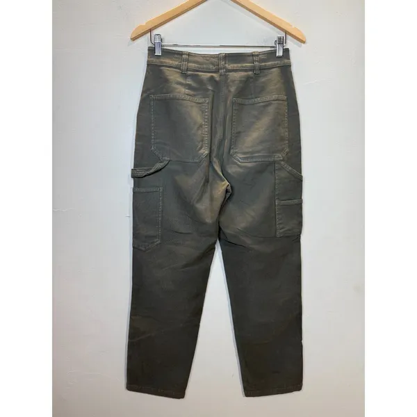 Wilfred Free Workwear Pants Womens 4 Green Canvas High Rise Utility 79-5185 - Image 2