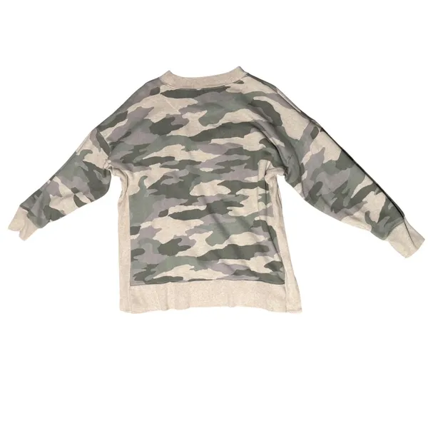 Aerie Womens Camo Crewneck Sweatshirt Large Grey Green Camouflage Side‎ Slits - Image 3