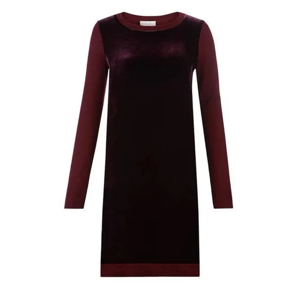 Hobbs London Benita Red Velvet Velour Silk Long Sleeve Sweater Dress Size 6 - Image 3