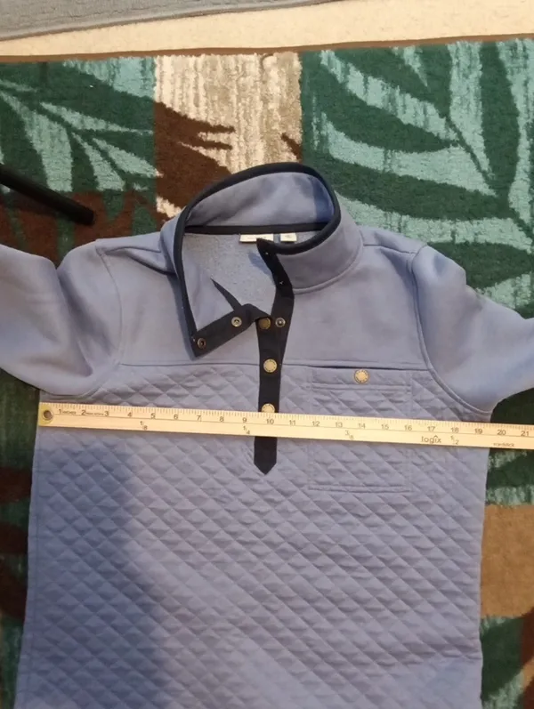 LL BEAN Womens Quilted Snap Neck Pullover Sweatshirt Comfy Layer Size Medium - Image 10