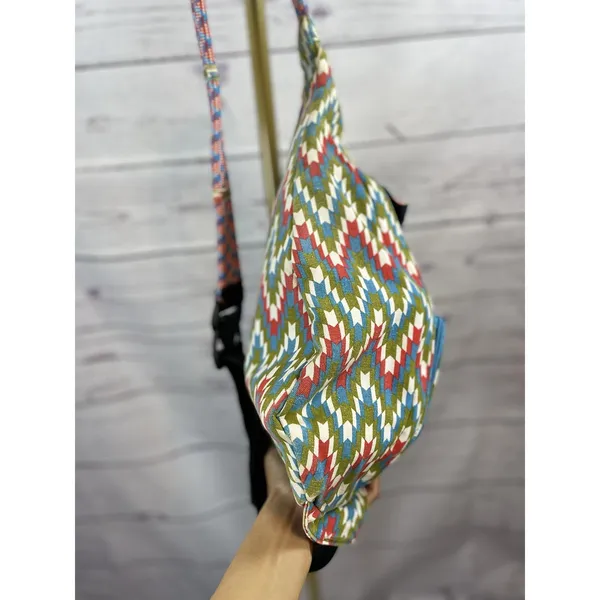 KAVU Original Rope Sling Bag Geometric Print Cotton Crossbody Backpack - Image 4