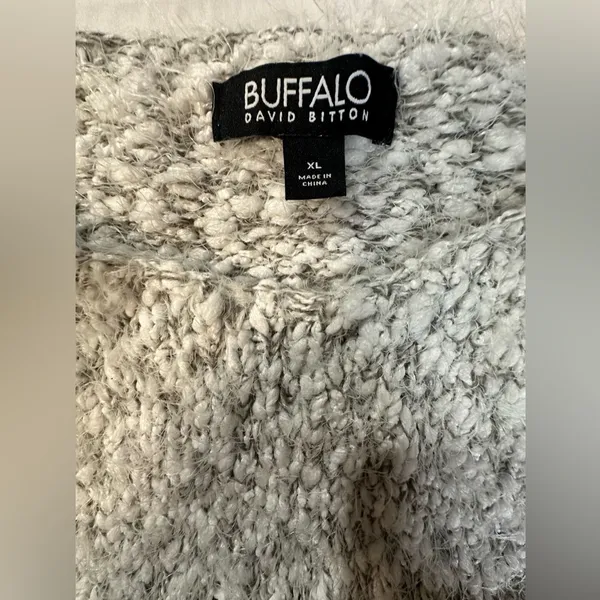 Buffalo David Bitton Sweater Women's‎ White Gray Knit Round Neck Chunky X-Large - Image 7