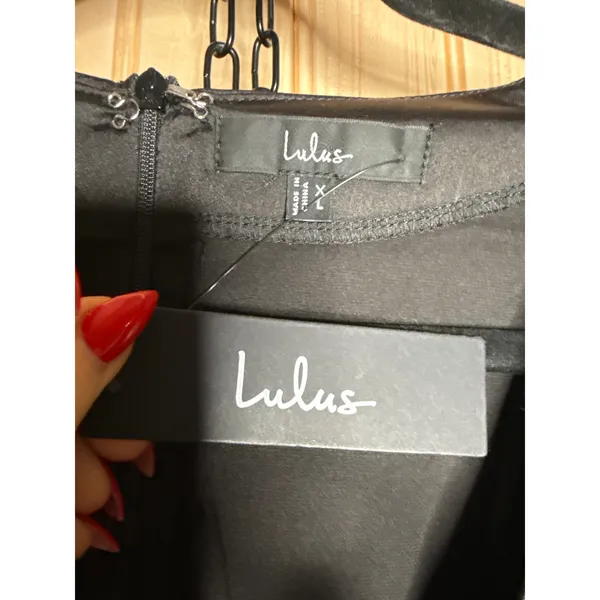NWT Lulus Late Night Rendezvous Black Satin Long Sleeve Dress Party LBD Size XL - Image 4