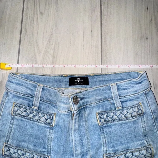NWOT 7 For All Mankind Braided Denim‎ Flare Jeans Wide Leg Women's Size 26 Light - Image 5