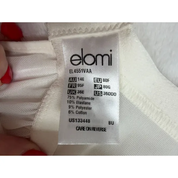 Elomi 36DDD Priya Babydoll Chemise Lace Mesh Ruffle Crystal Ivory EL4551VAA - Image 7