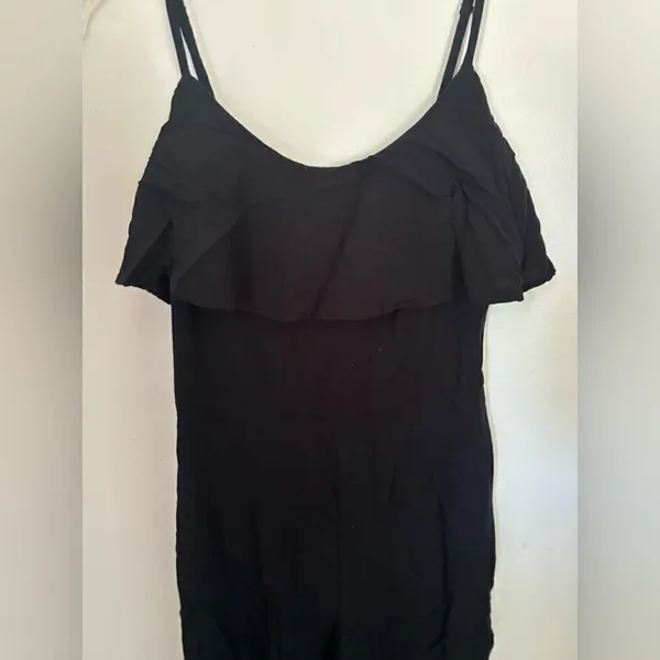 Abercrombie & Fitch Black Ruffle Jumpsuit Smocked Waist M - Image 3