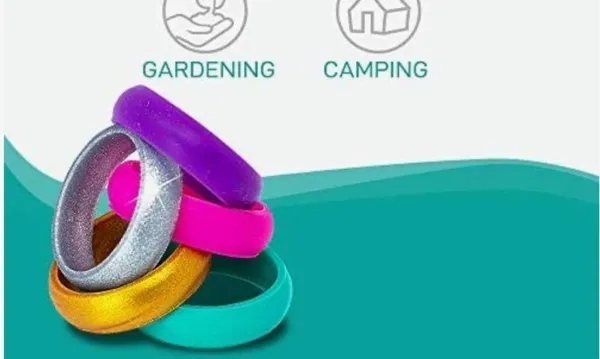 NEWEveryRing Women Silicone Wedding Band or Engagement Ring | Pack of 5 Active - Image 4