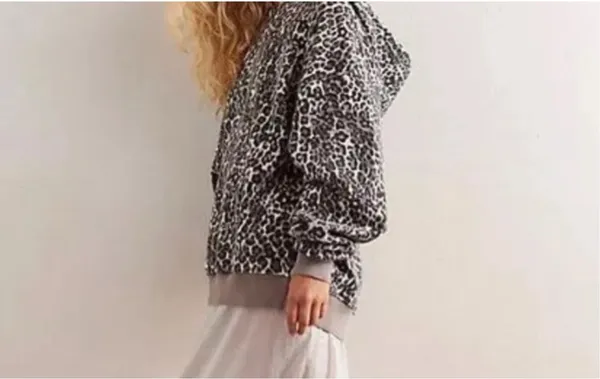 Free People It's A Vibe Printed Hoodie We The Free Leopard Print XSmall - Image 2