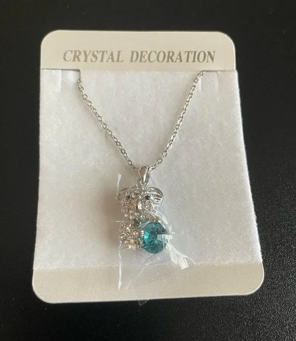 Sloth with blue crystal necklace - Image 4