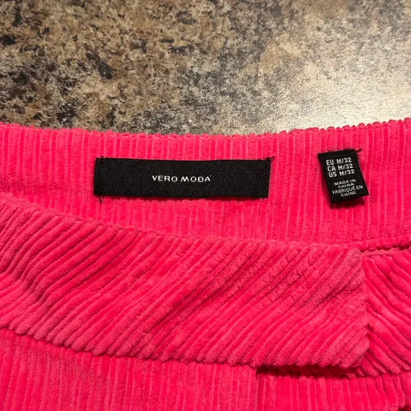 Vero Moda Corduroy Hot Pink Wide Wale Pants Medium 32 High Rise Y2K Indie Retro - Image 2