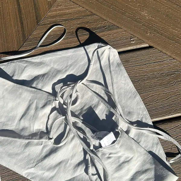 NWT ZARA Grey Linen Tie Up‎ Top - Image 3