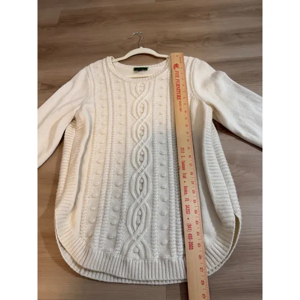 C. Wonder Sweater Cream M Womens Cable Knit Wool Blend Pullover - Image 3