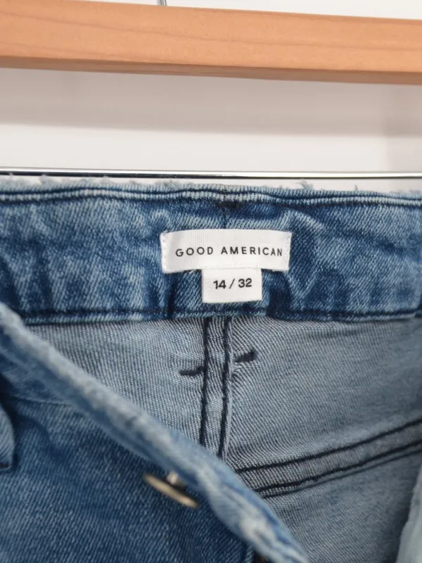 Good American Always Fits Good Legs Straight Jeans High Rise Blue Womens 14 / 32 - Image 5