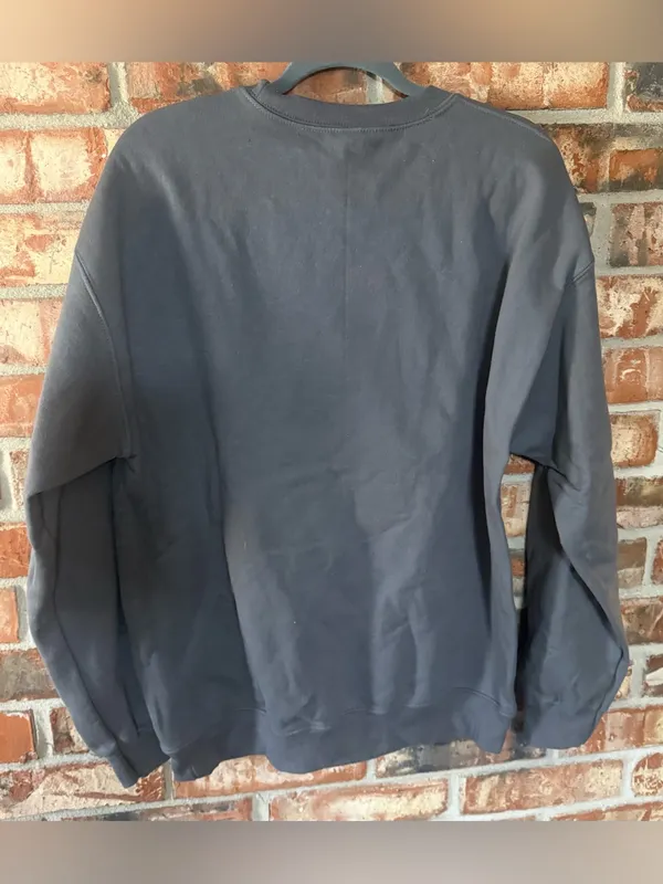Gildan Grey Crewneck Sweatshirt with White Ghost Patch - Image 5