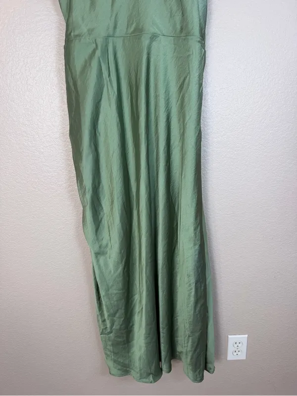 Abercrombie & Fitch A&F Satin Cowl Neck Draped Maci Dress Lush Green XL NEW $140 - Image 14