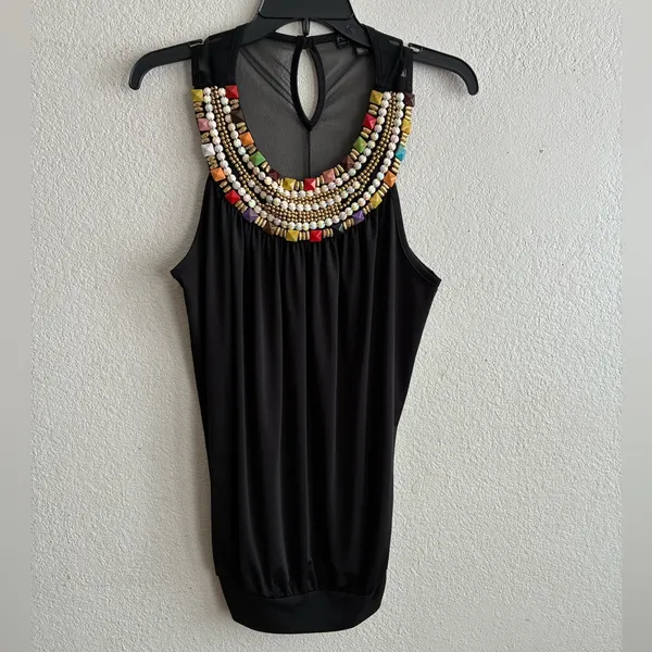 Forever 21 Y2K Black Colorful Beads Tunic Top/ Mini Dress XL - Image 4
