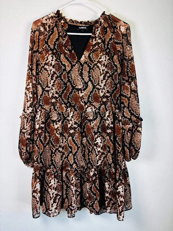 Express Brown & Black Mini Dress - Size M - Like New - Image 3