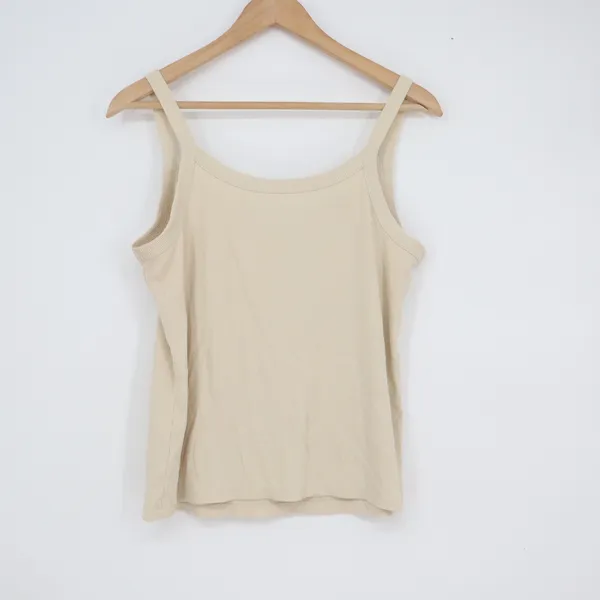 Old Navy Women's Ribbed Tank Top Beige Cream Scoop Neck Sleeveless Large - Image 4