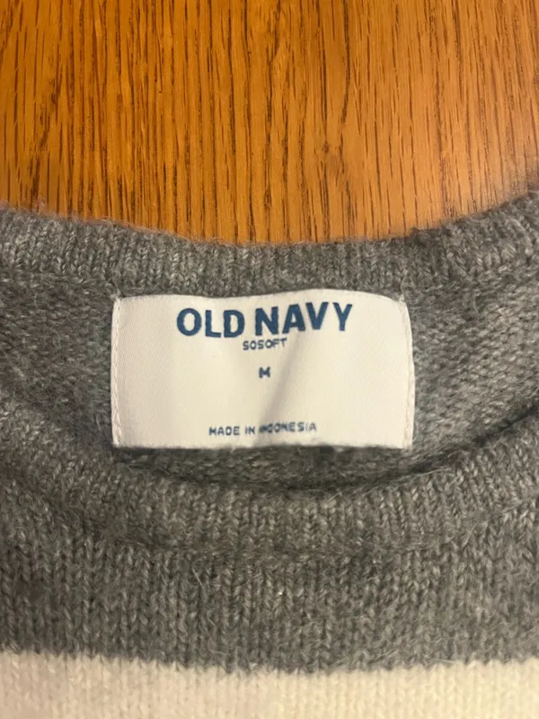 Cozy Striped Short-Sleeve Sweater - Gray & White - Image 2