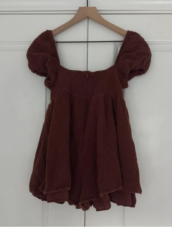 Princess Polly 100% Cotton Romper Shorts Short Sleeve Gauze Fabric Zip Up - Image 2
