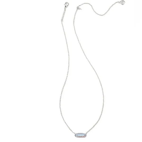 Kendra Scott Eva Dichroic Glass Pendant Rhodium over Brass Silver Necklace - Image 8