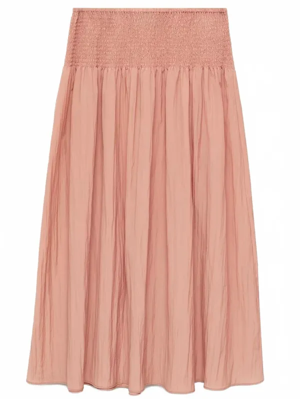 Mango Gathered Midi-Skirt with Panels NWT Pastel Pink Large - Image 4